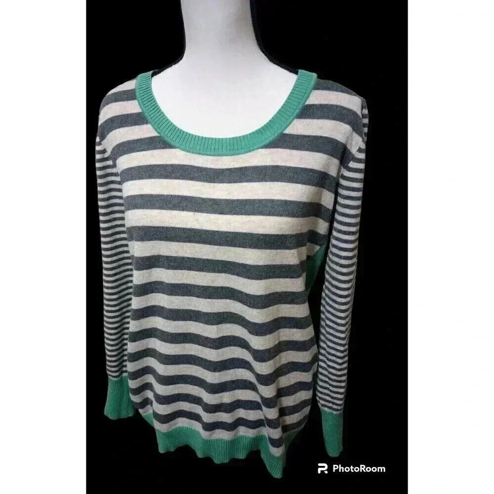 Olive + Oak Sweater Multicolor Striped Stretch Long Sleeve Women's‎ XL